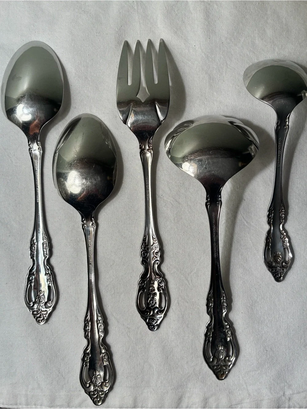 5 Pc Oneida Community Stainless Serving Flatware Possibly Brahms or Michelangelo